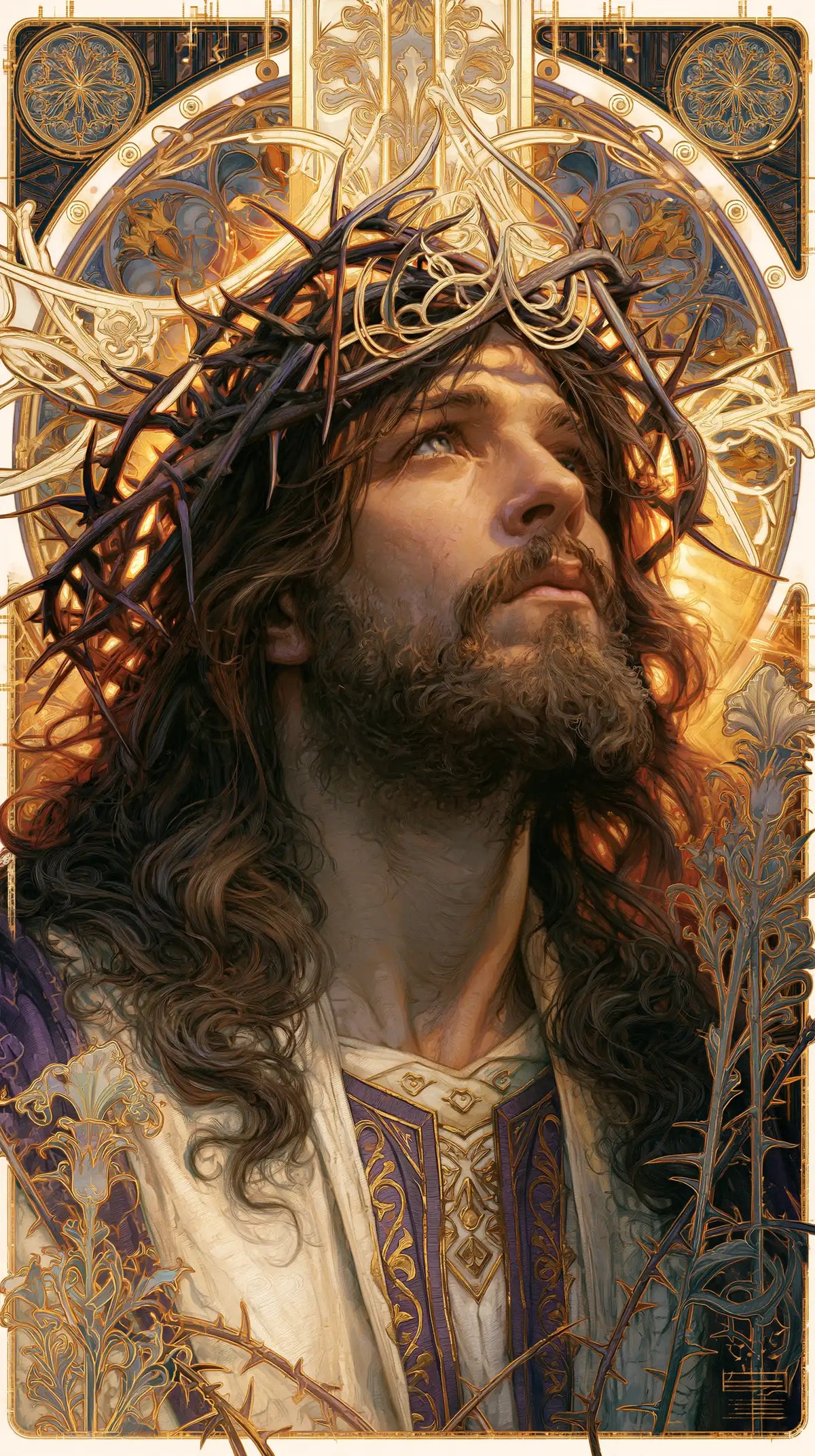 Jésus couronné d’épines — Le Regard sous la voûte étoilée d’or