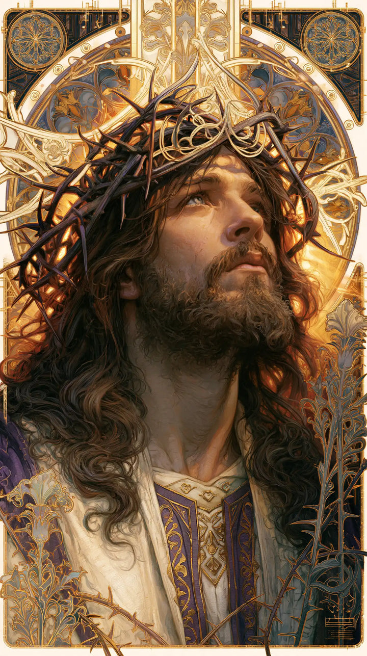Jésus couronné d’épines — Le Regard sous la voûte étoilée d’or