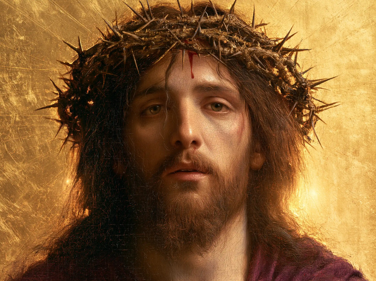 Jésus couronné d’épines — Le Souffle dans l’or diffus des épaules