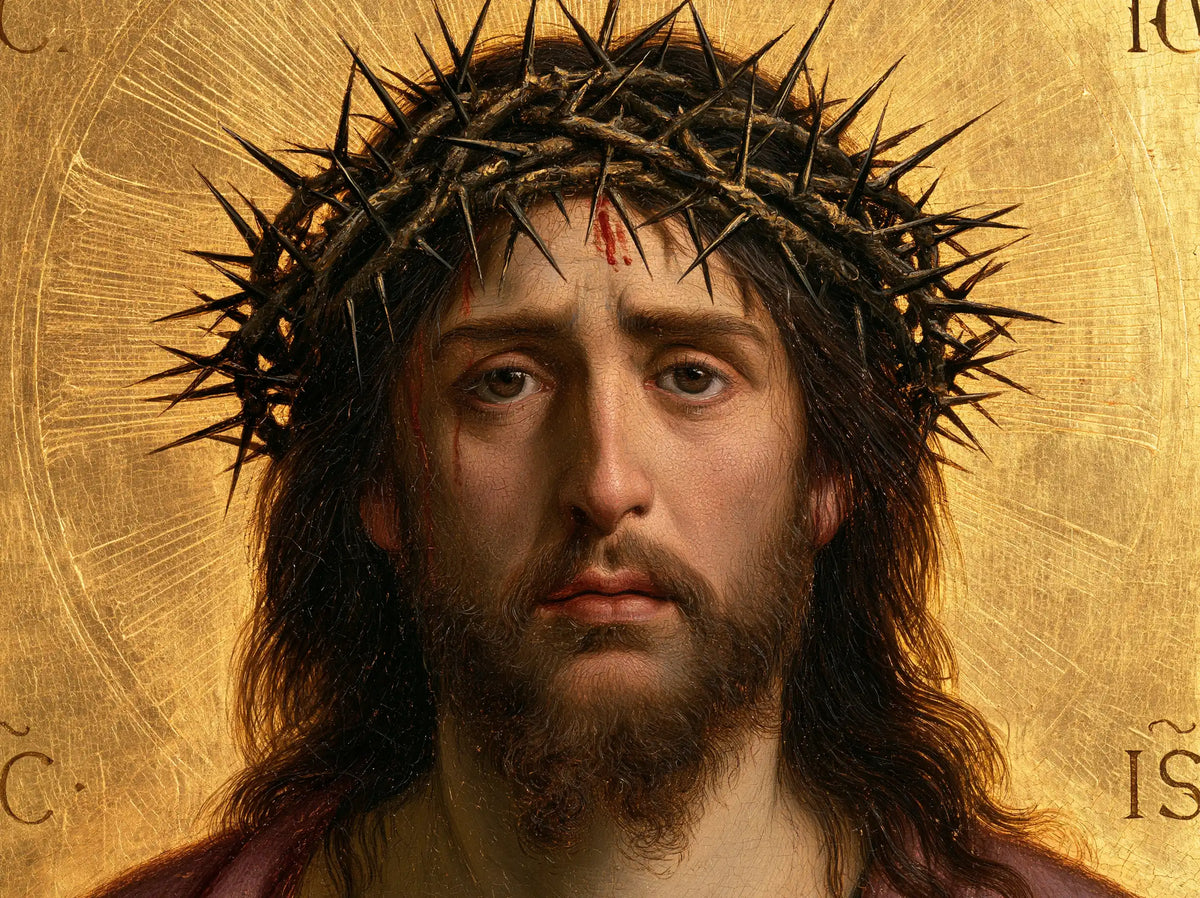 Jésus couronné d’épines — Les Lèvres entrouvertes dans l’icône d’or