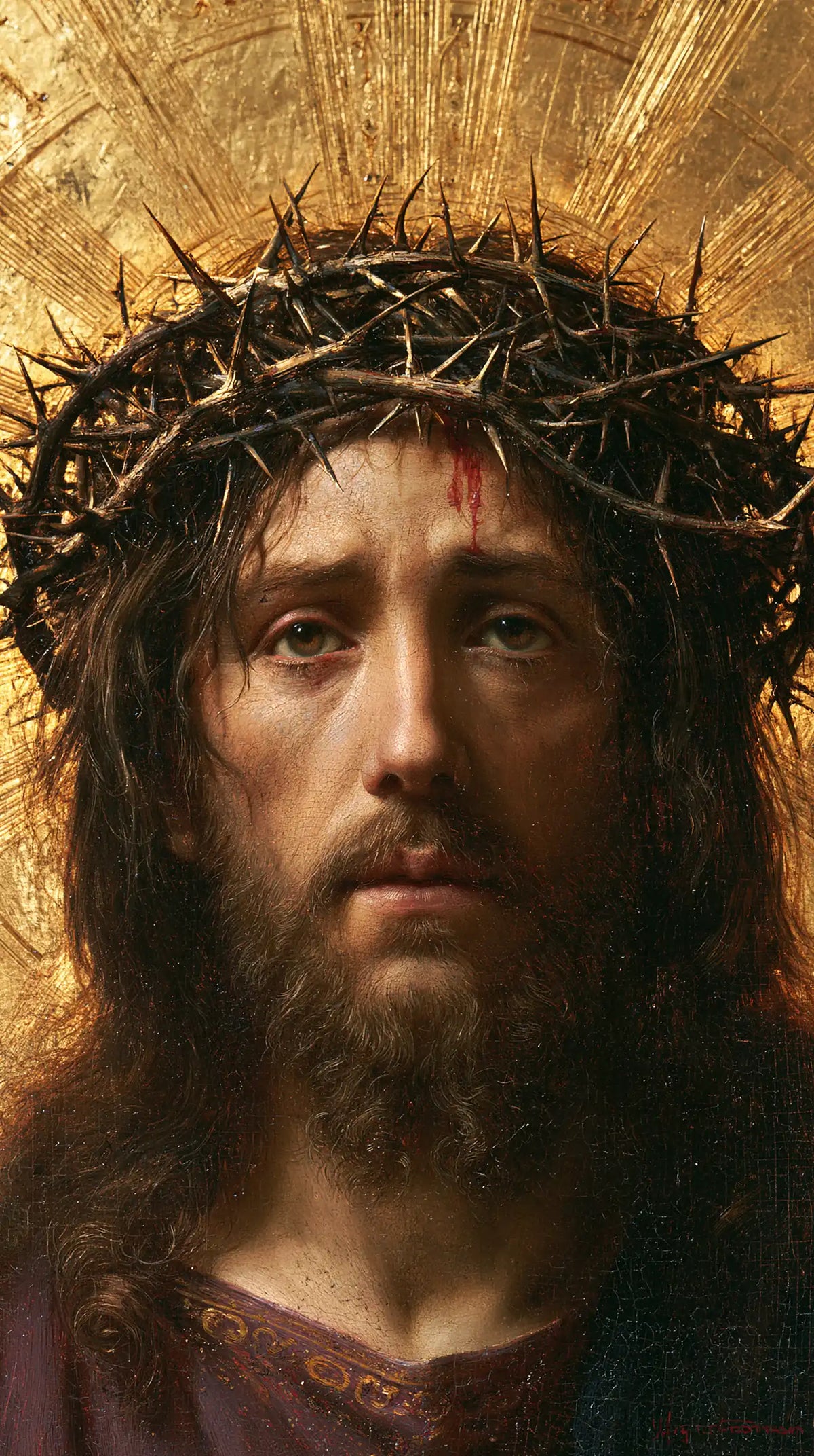 Jésus couronné d’épines — Le Visage grave sous l’or gravé