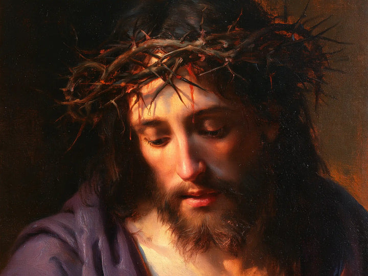 Jésus couronné d’épines — Le Regard baissé dans l’ambre du soir