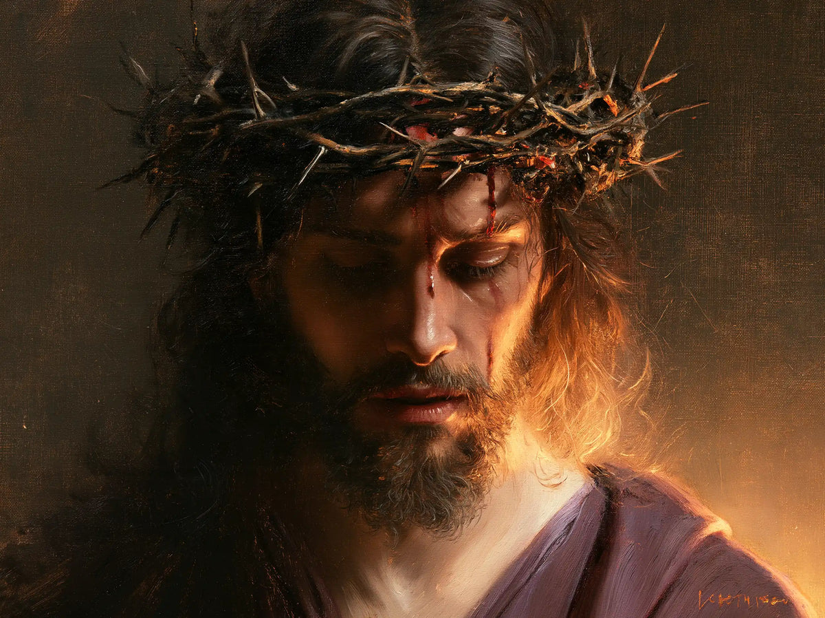 Jésus couronné d’épines — La Chevelure claire derrière les paupières