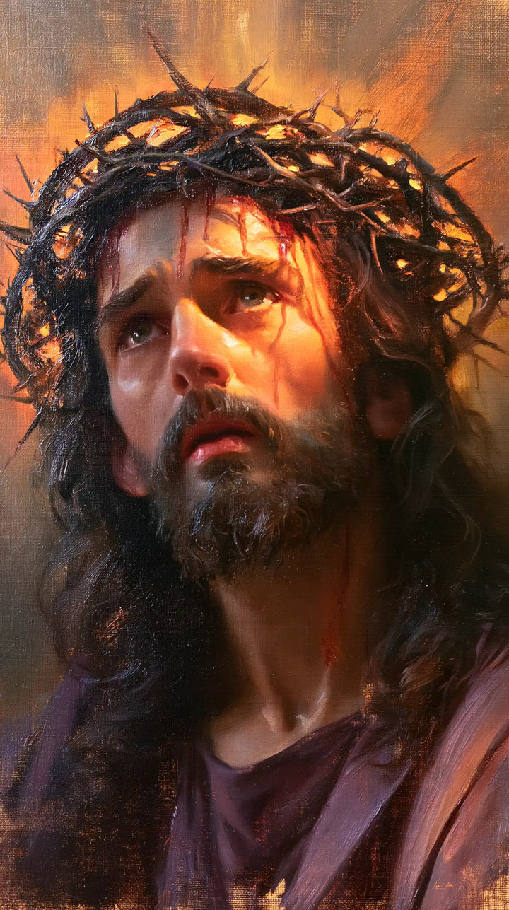 Jésus couronné d’épines — La Joue ardente et le manteau mauve