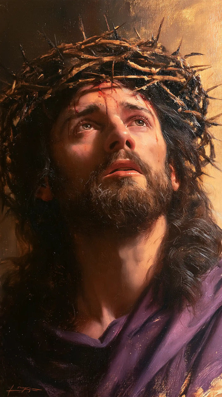Jésus couronné d’épines — Le Souffle levé dans les plis pourpres