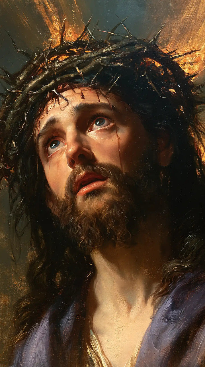 Jésus couronné d’épines — Les Yeux clairs sous les ronces en flamme