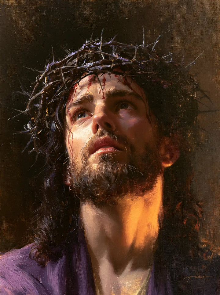 Jésus couronné d’épines — Le Cou doré au milieu des ombres