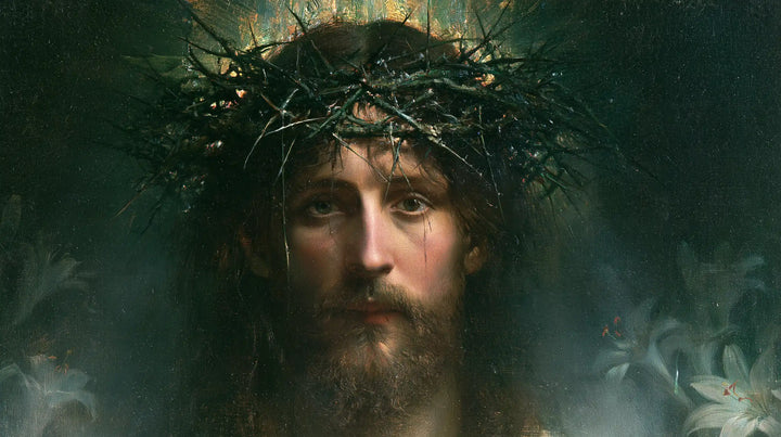 Jésus couronné d’épines — Le Regard au jardin vert sombre