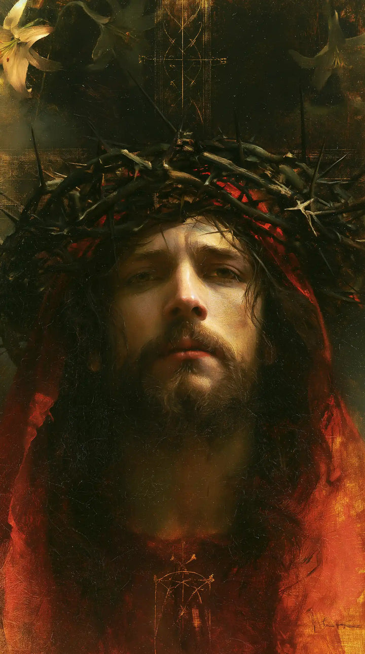 Jésus couronné d’épines — Le Manteau rouge au jardin nocturne