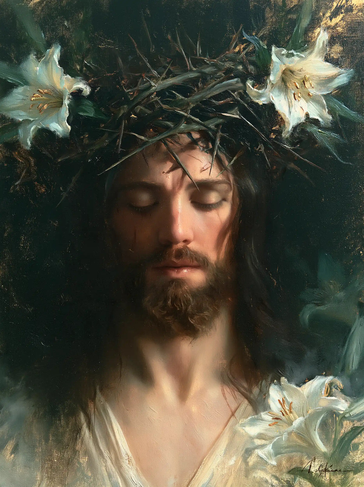 Jésus couronné d’épines — Le Recueillement sous les deux lis