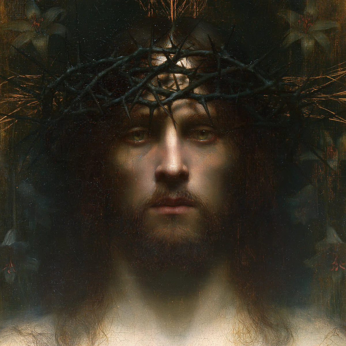 Jésus couronné d’épines — Le Regard au fond du jardin obscur