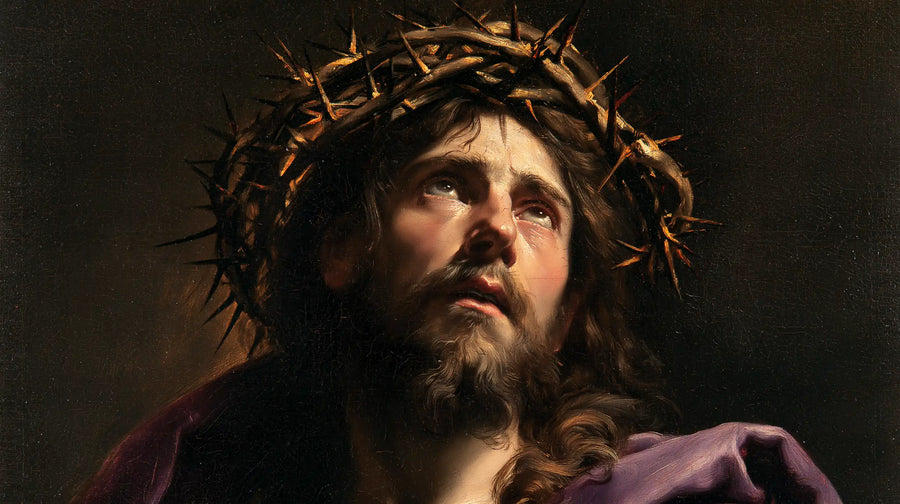 Jésus couronné d’épines — La Couronne ample du visage suppliant