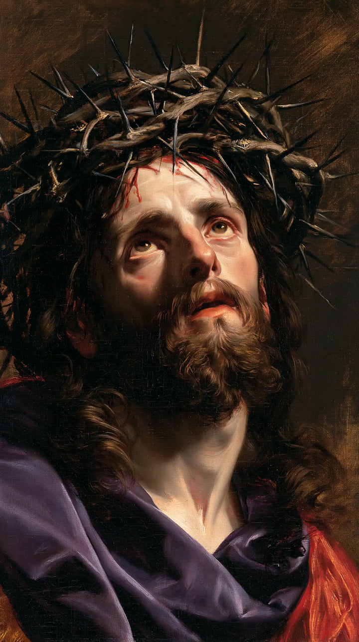 Jésus couronné d’épines — Le Rouge sous le drapé d’améthyste