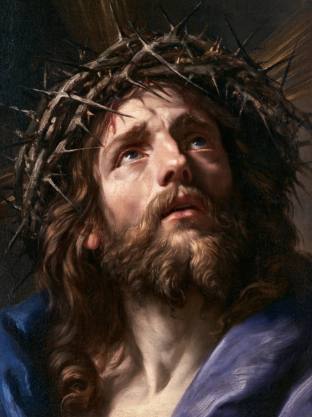 Jésus couronné d’épines — La Couronne lourde sur les boucles claires