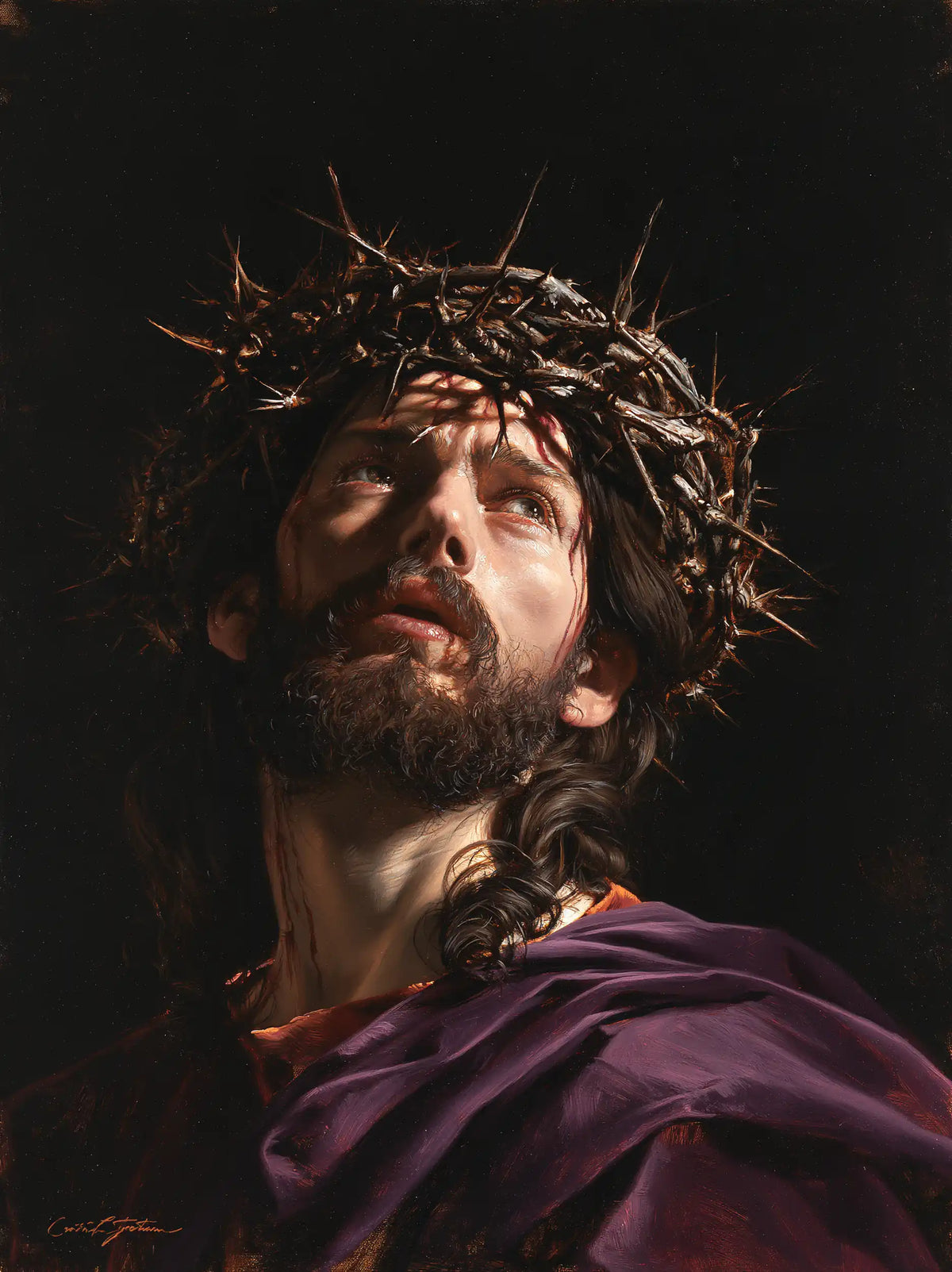 Jésus couronné d’épines — Le Regard sous le vaste plafond d’ombre
