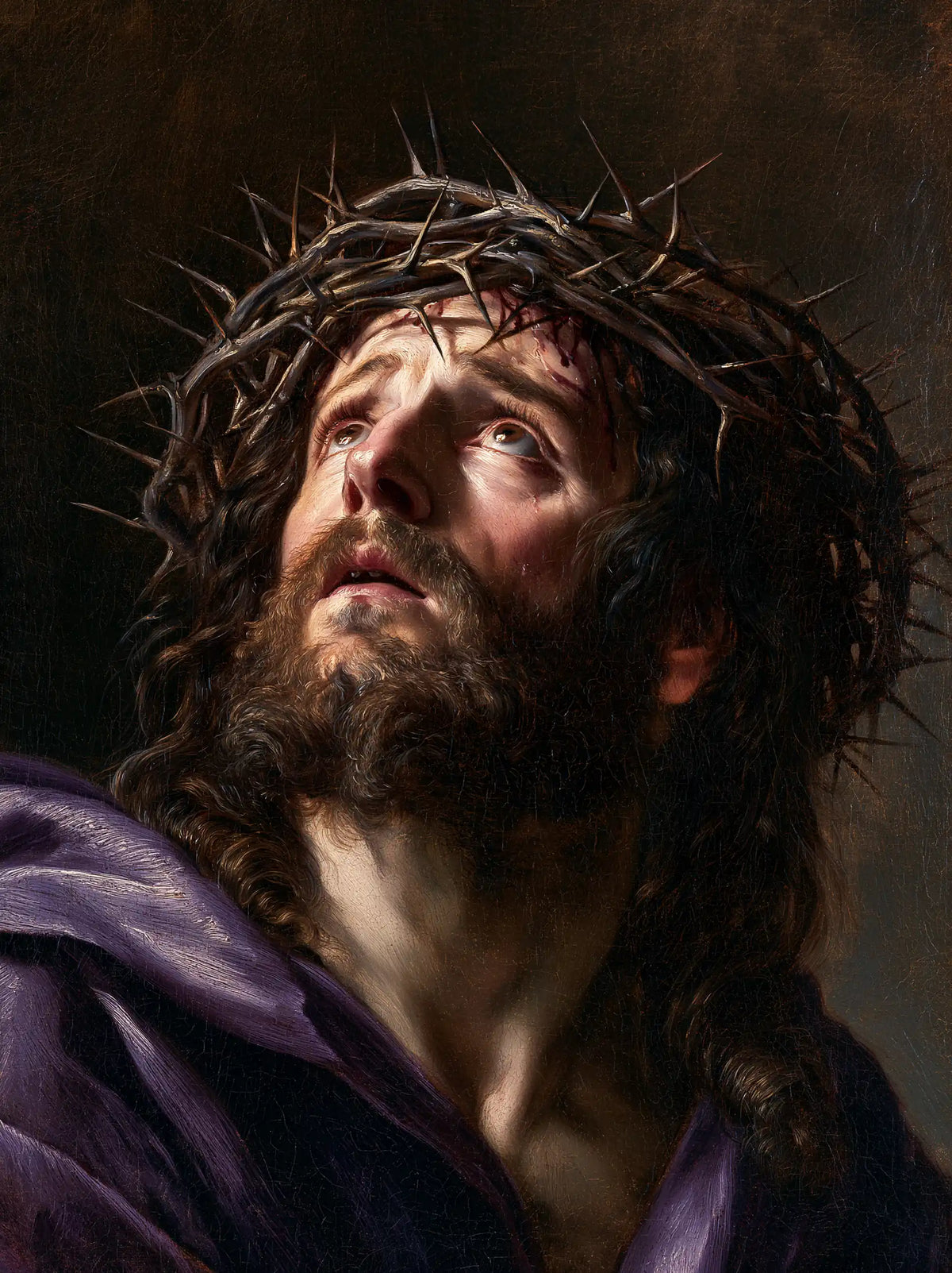Jésus couronné d’épines — La Douleur dans les reflets du satin
