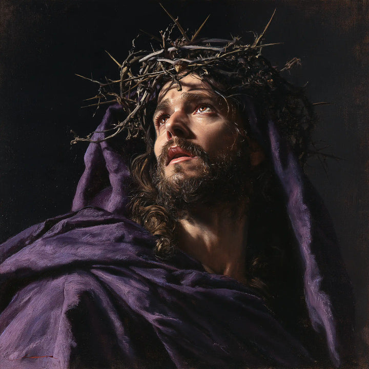 Jésus couronné d’épines — Le Capuchon sombre de la supplication