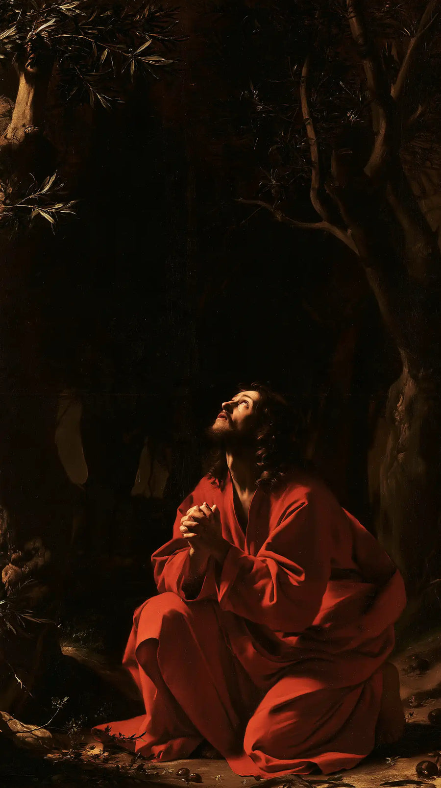 Jésus à Gethsémani — Le Rouge au seuil du silence