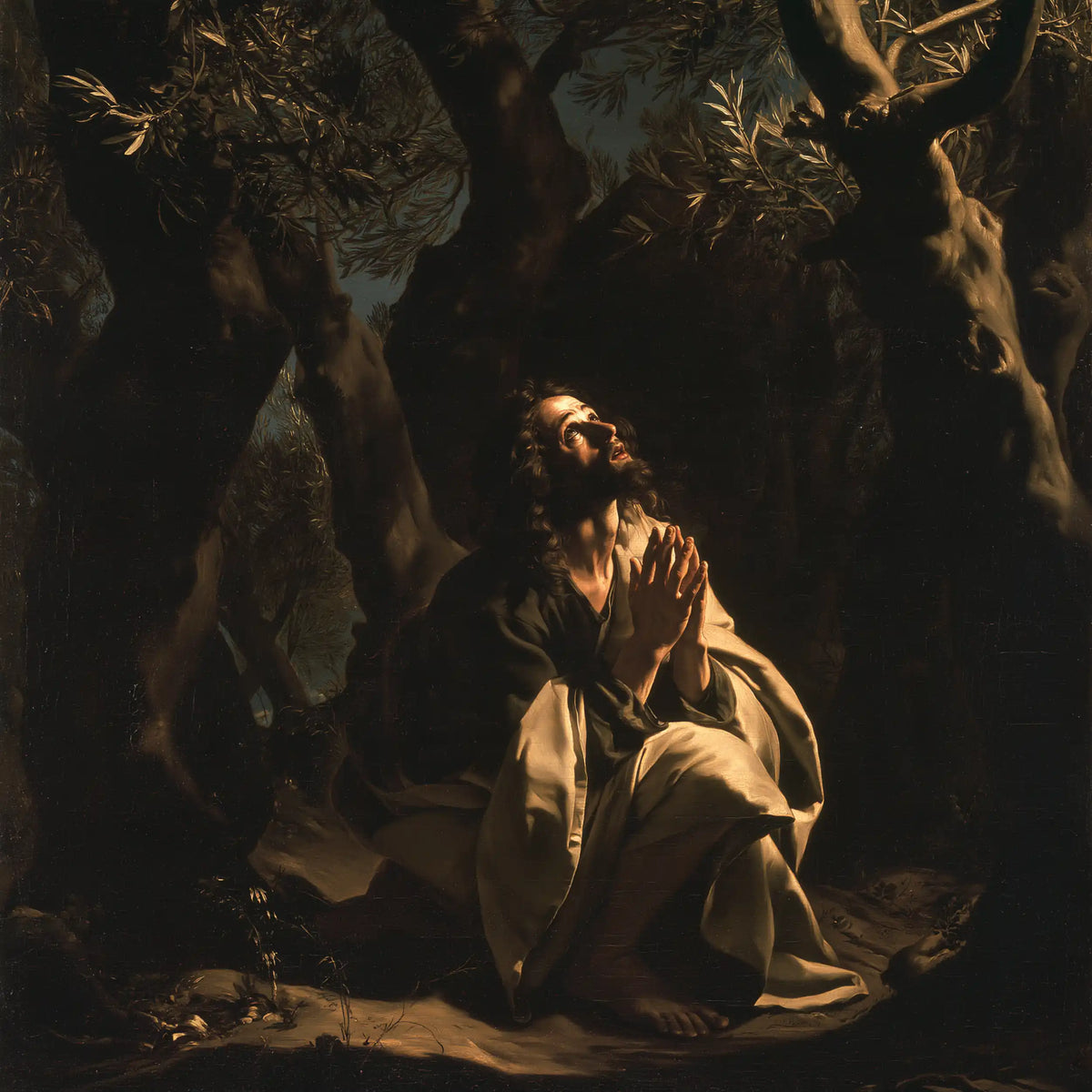 Jésus à Gethsémani — Le Drapé d’or sous la voûte noire