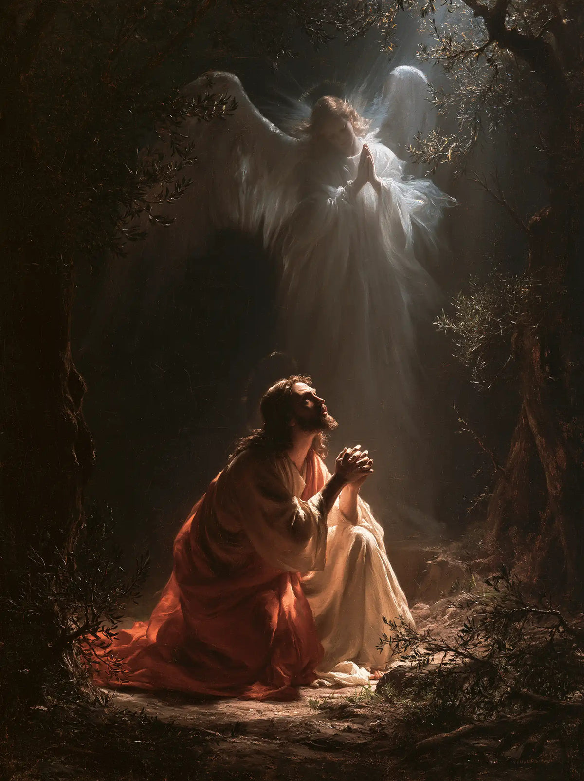 Jésus à Gethsémani — L’Ange au-dessus de la pourpre