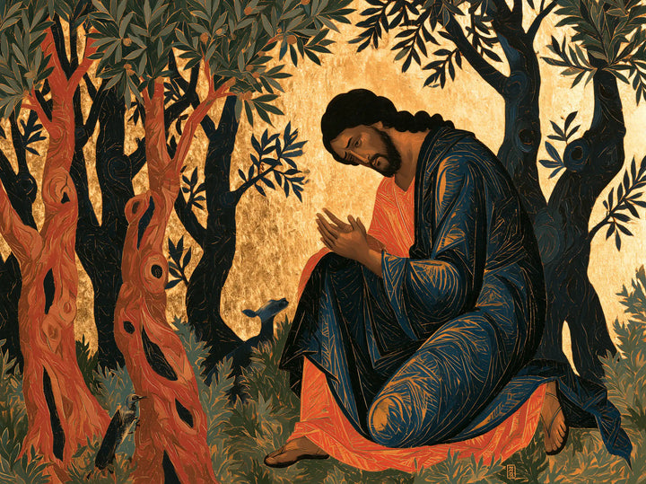 Jésus à Gethsémani — La Révérence entre corail et nuit