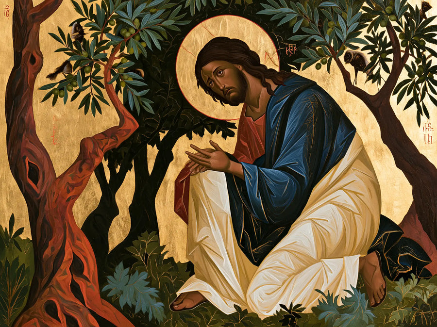Jésus à Gethsémani — Le Lin sacré sous la ramure
