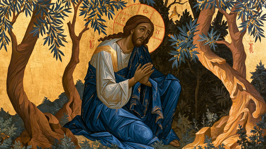Jésus à Gethsémani — La Prière en lapis et ivoire