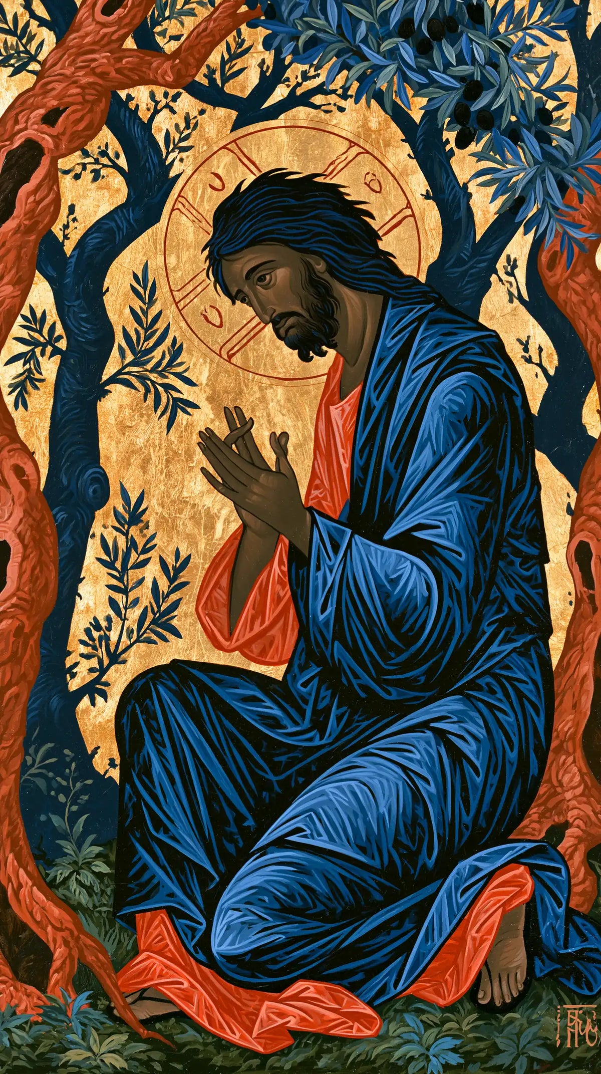Jésus à Gethsémani — L’Auréole au milieu des branches bleues