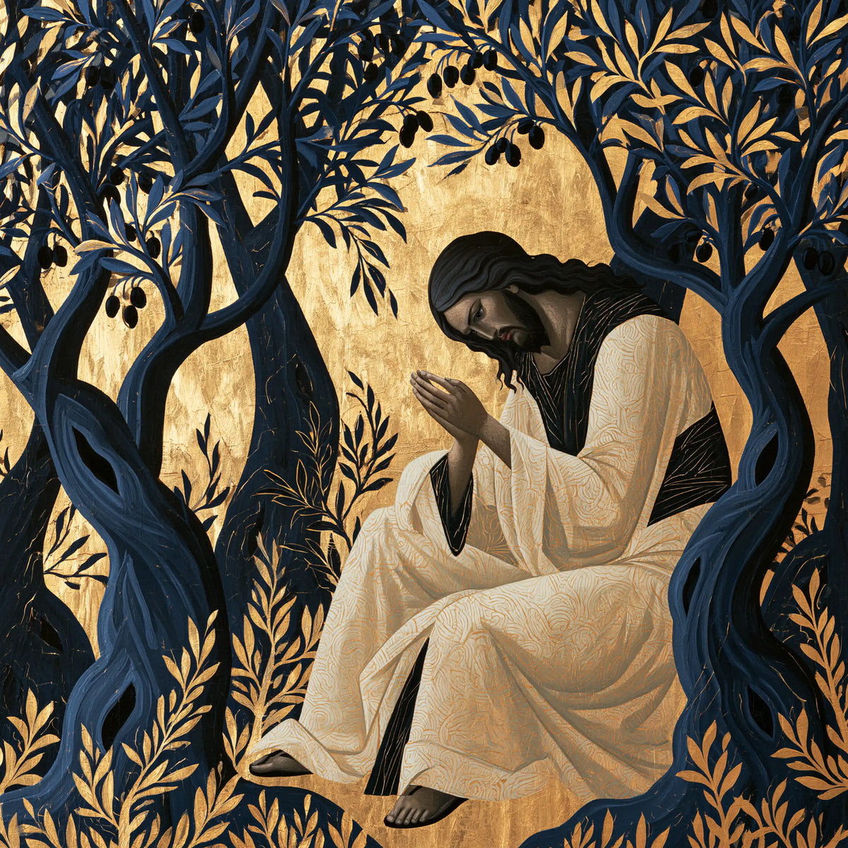 Jésus à Gethsémani — Le Blanc au berceau des arbres bleus