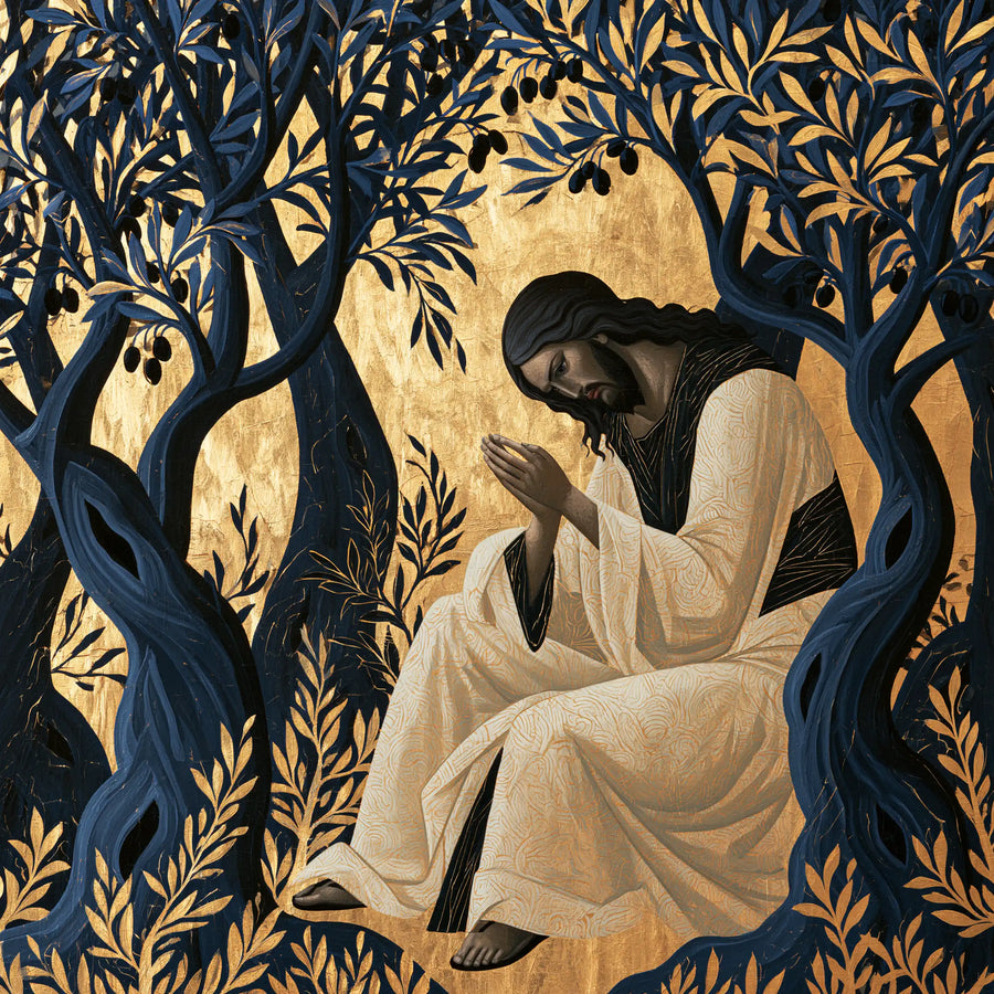 Jésus à Gethsémani — Le Blanc au berceau des arbres bleus