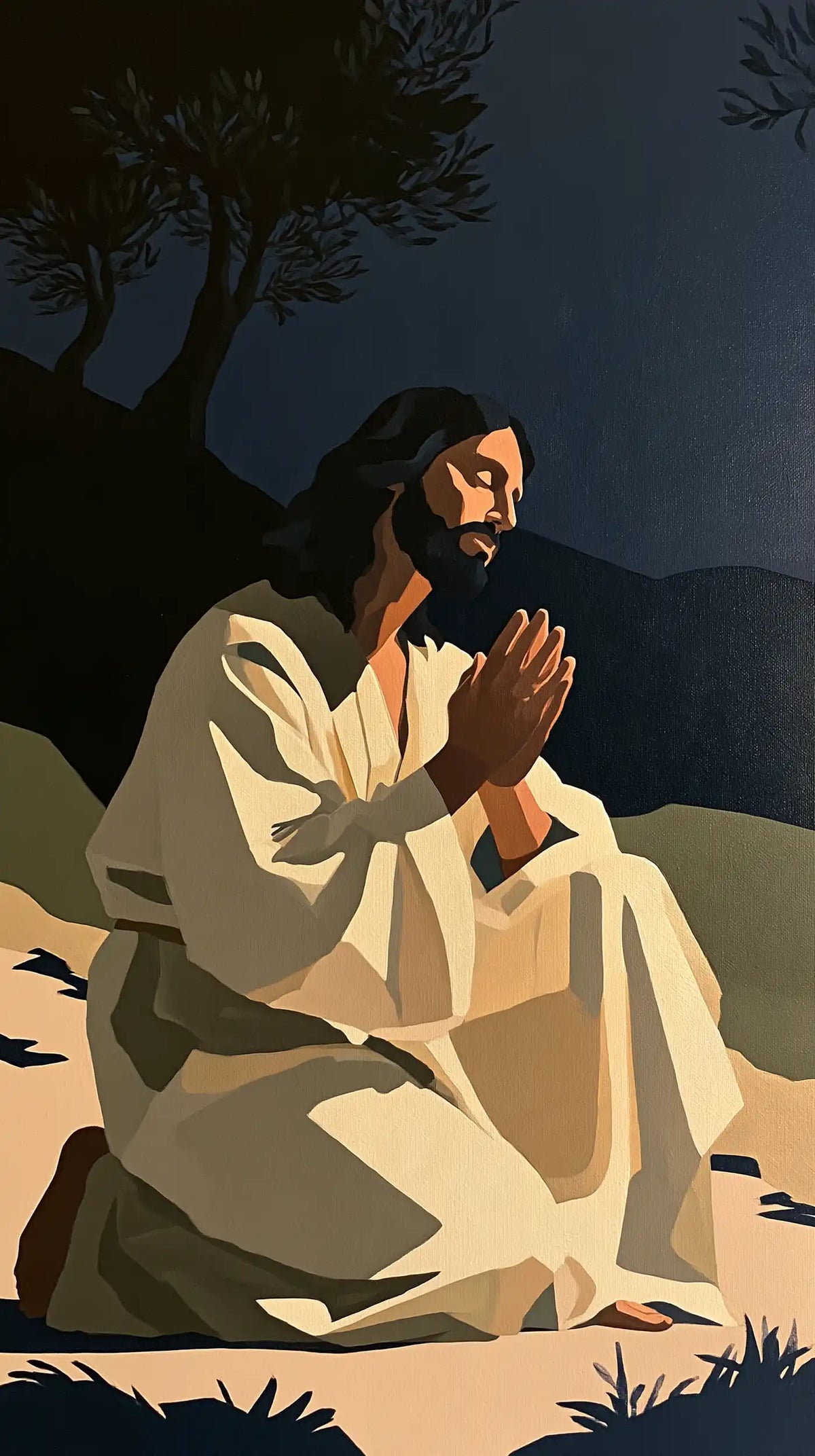 Jésus à Gethsémani — La Prière au bord des collines nues