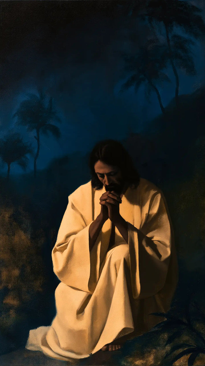 Jésus à Gethsémani — Le Lin doré dans la nuit indigo