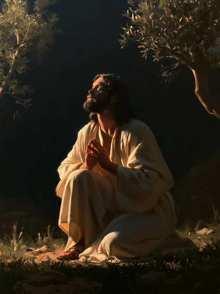Jésus à Gethsémani — Le Regard sous l’olivier de bronze