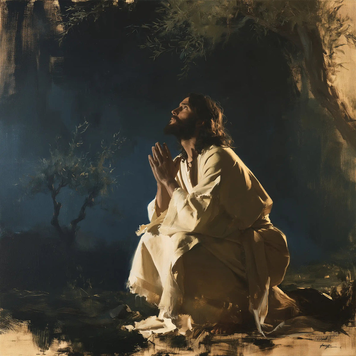 Jésus à Gethsémani — La Prière sous la trouée de lumière