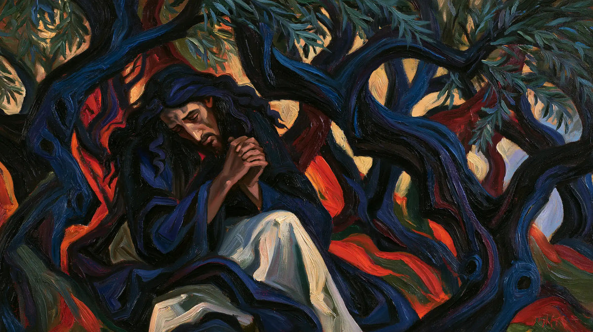 Jésus à Gethsémani — Le Refuge dans les racines bleues