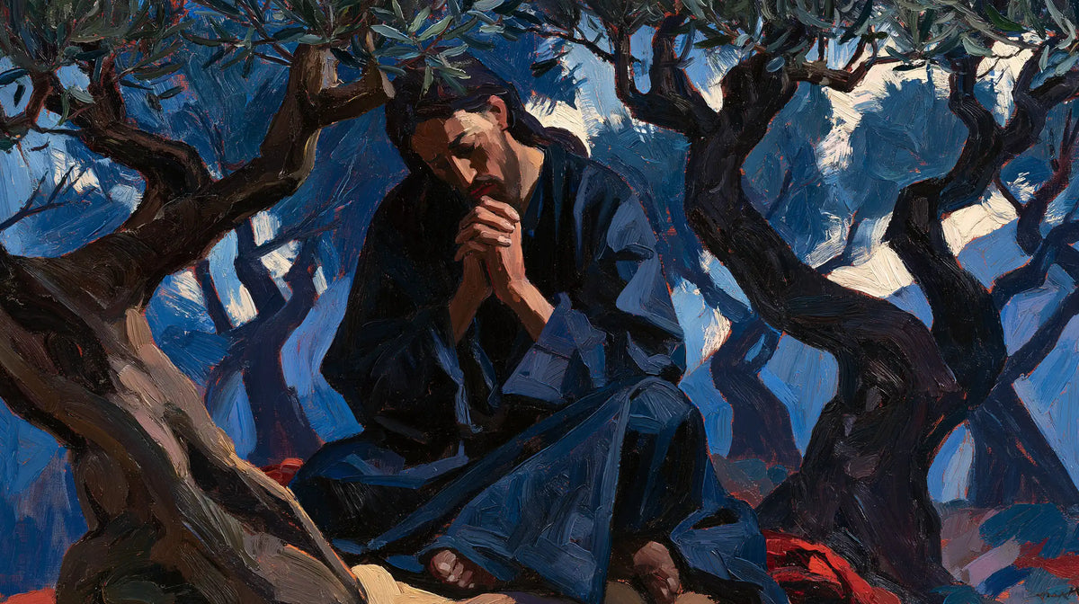 Jésus à Gethsémani — Le Recueillement aux arbres tourmentés
