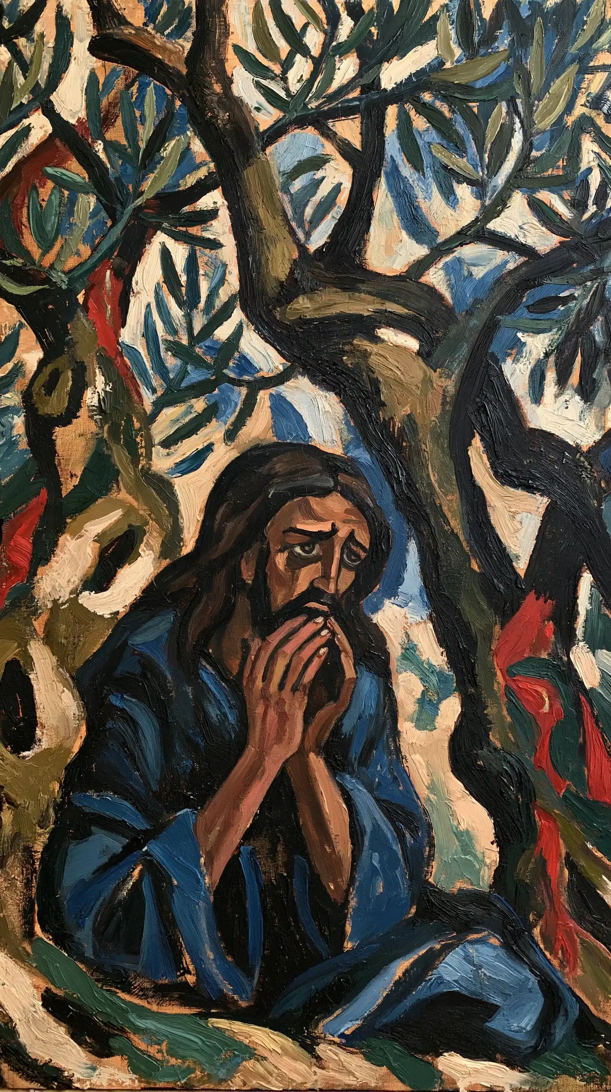 Jésus à Gethsémani — Le Visage entre les écorces claires