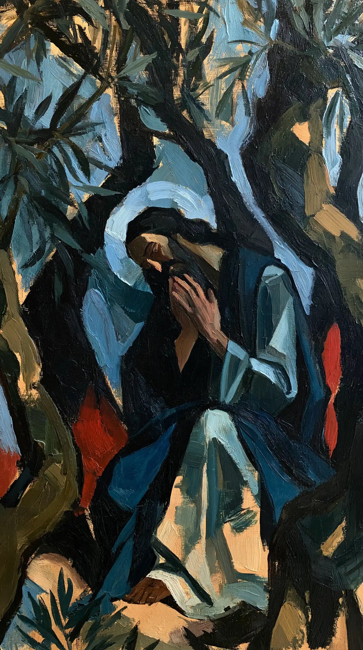 Jésus à Gethsémani — La Prière au nimbe de brume bleue