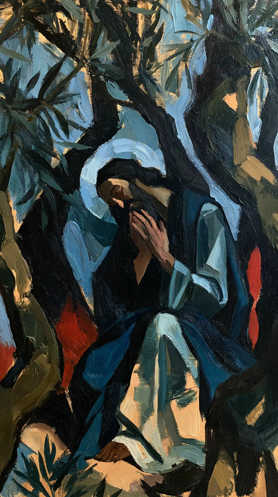 Jésus à Gethsémani — La Prière au nimbe de brume bleue