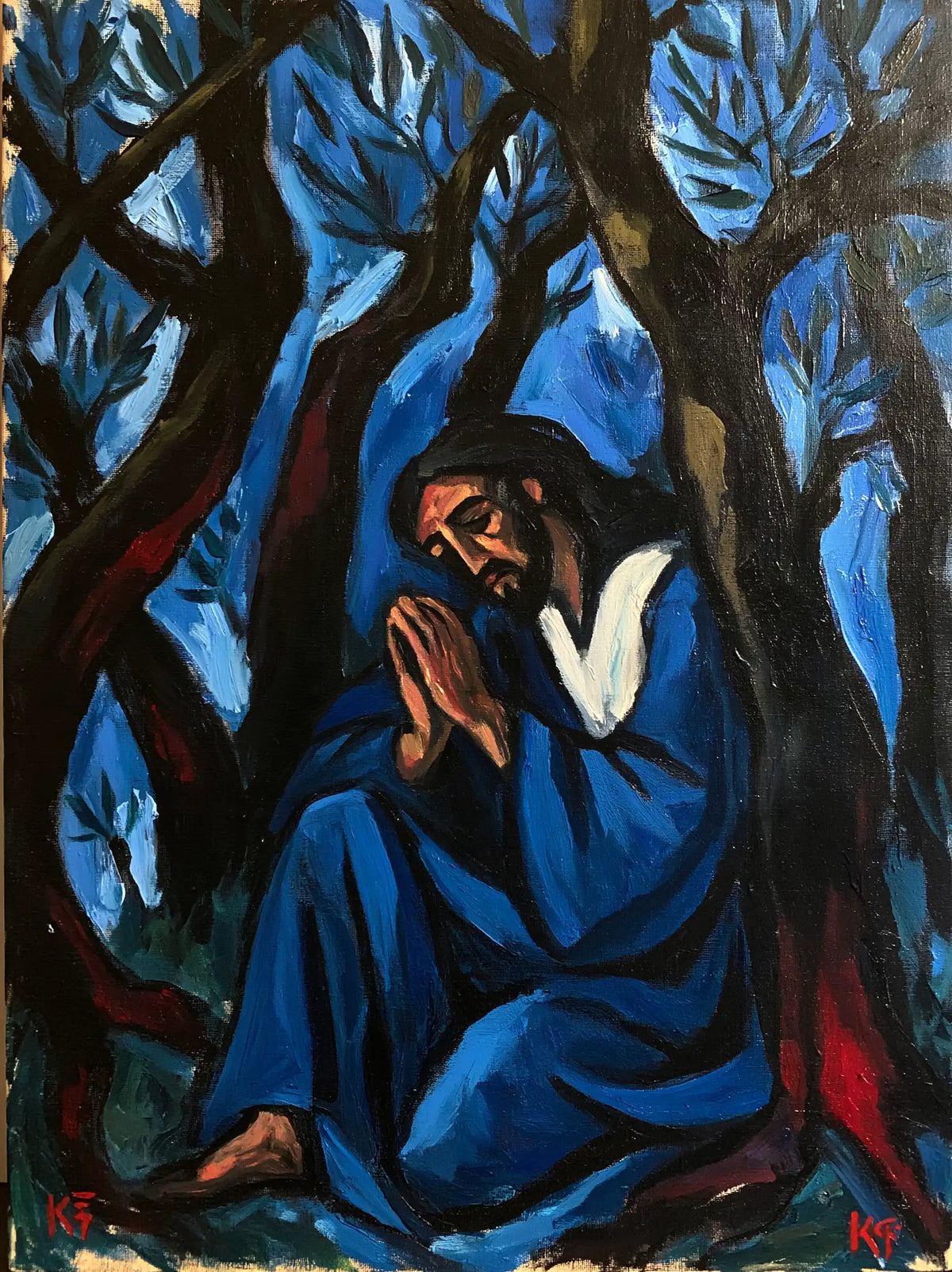 Jésus à Gethsémani — Le Cobalt sous les grands arbres noirs