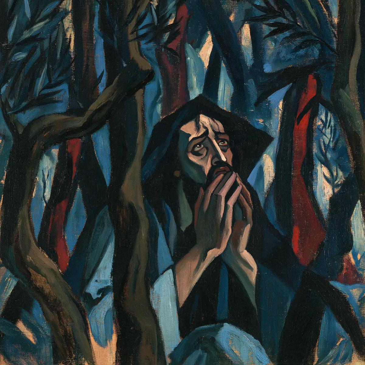 Jésus à Gethsémani — Le Visage au seuil des arbres serrés