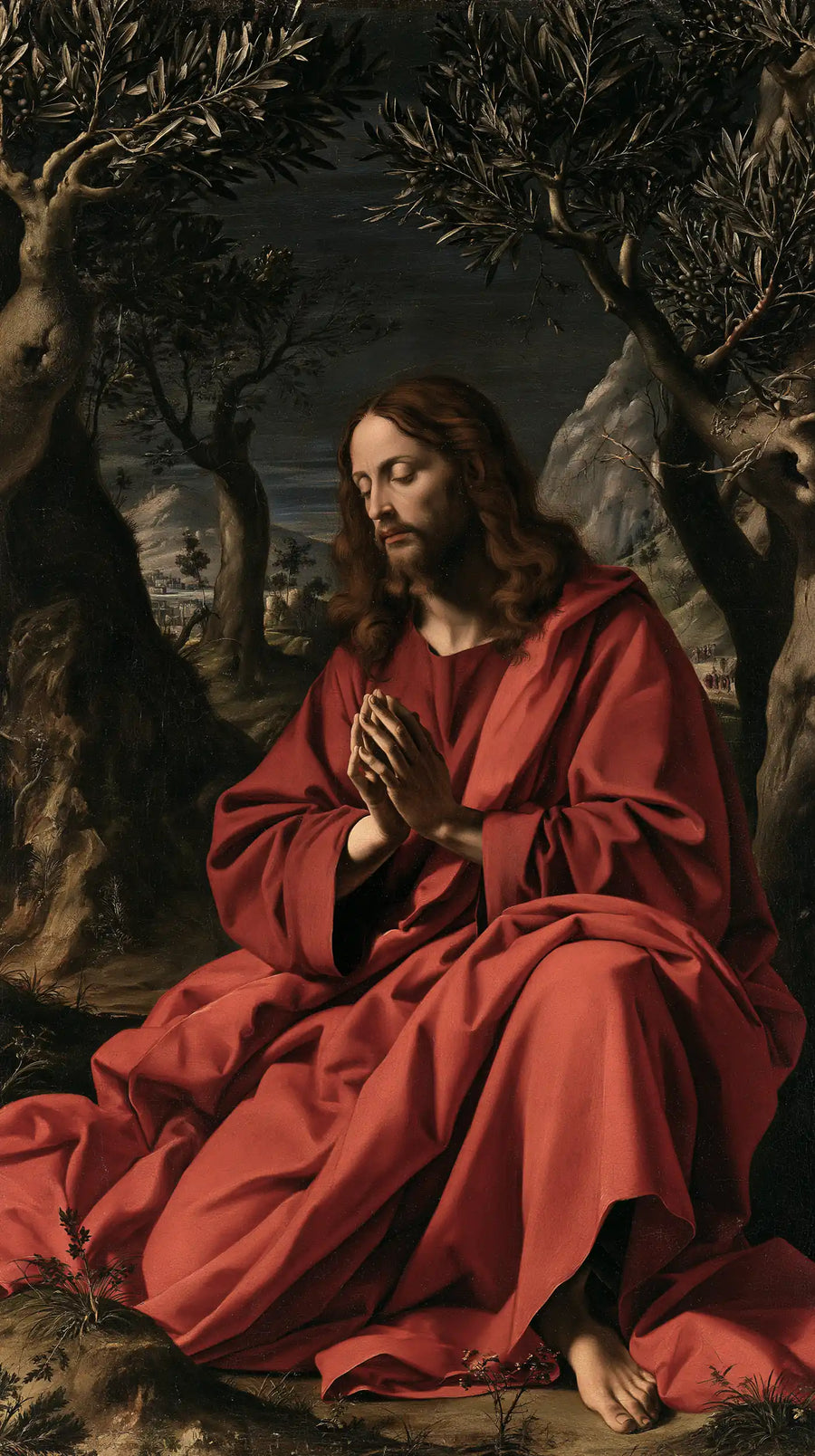 Jésus à Gethsémani — L’Oraison dans le pli du manteau rose