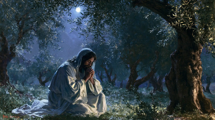 Jésus à Gethsémani — Le Manteau pâle sous la lune voilée