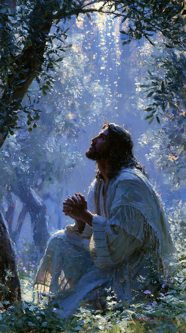 Jésus à Gethsémani — Le Regard vers les feuilles étoilées