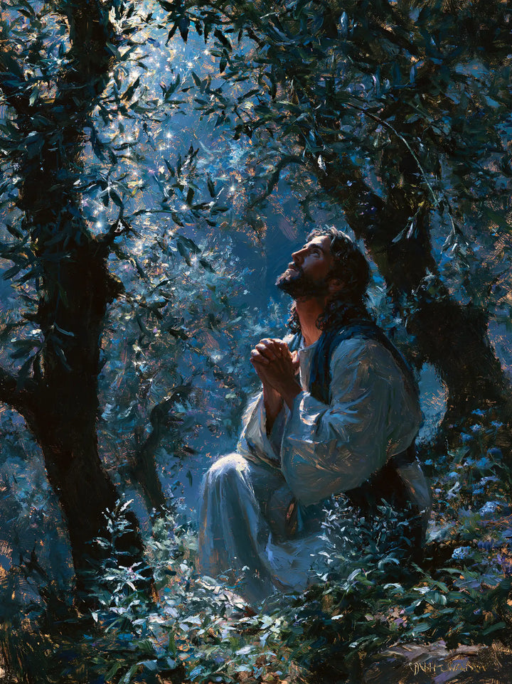 Jésus à Gethsémani — Le Regard sous le rideau de feuilles