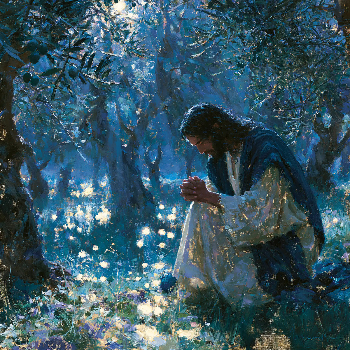 Jésus à Gethsémani — Le Recueillement au jardin de turquoise