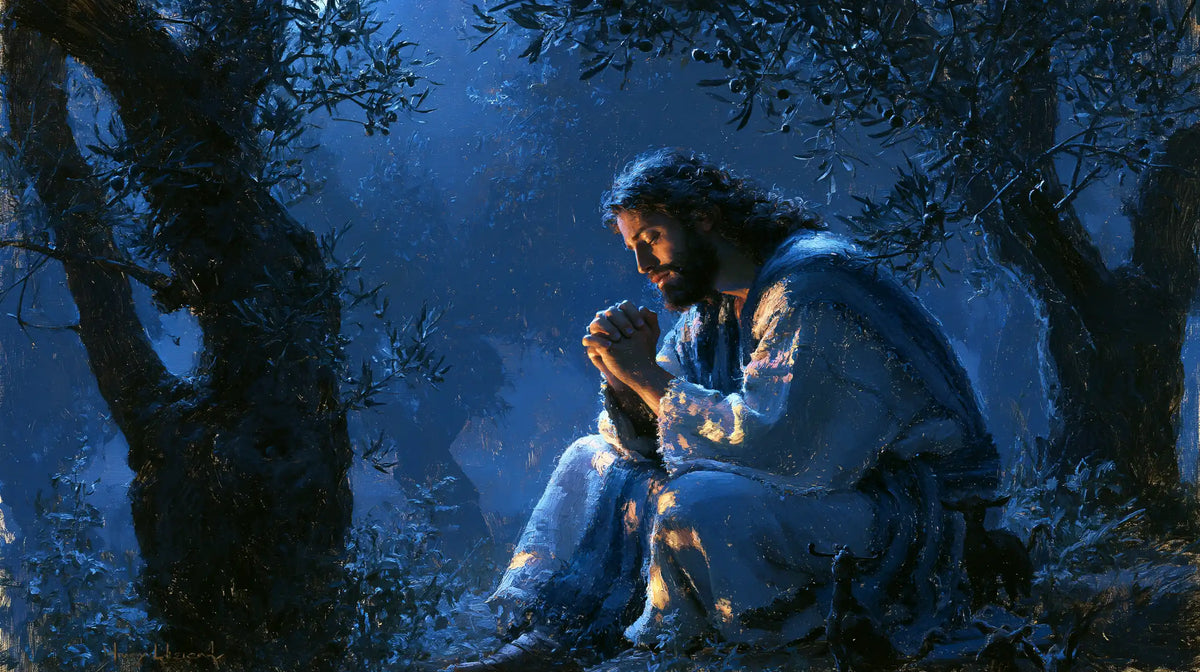 Jésus à Gethsémani — Les Mains dans la fraîcheur bleue