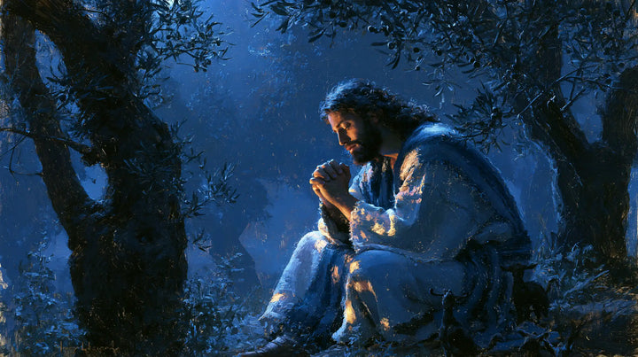 Jésus à Gethsémani — Les Mains dans la fraîcheur bleue