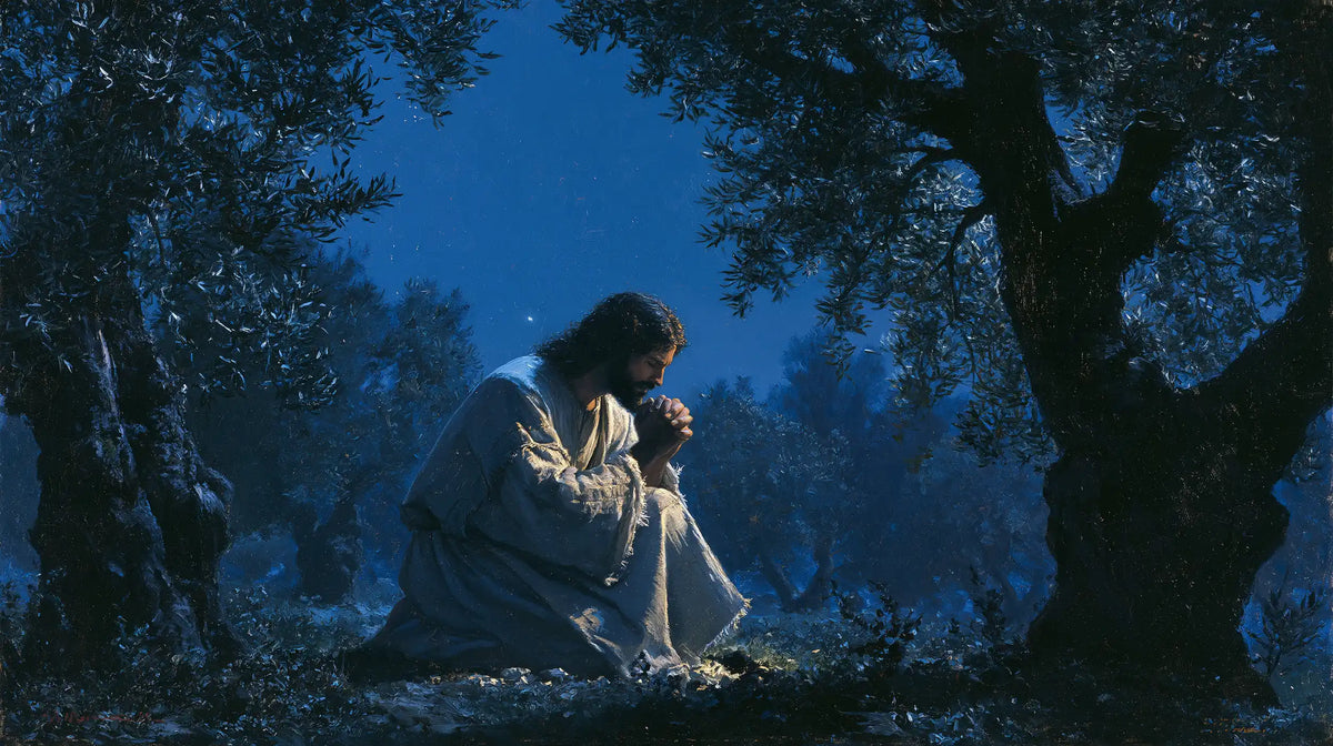 Jésus à Gethsémani — Le Recueillement au milieu du bleu profond