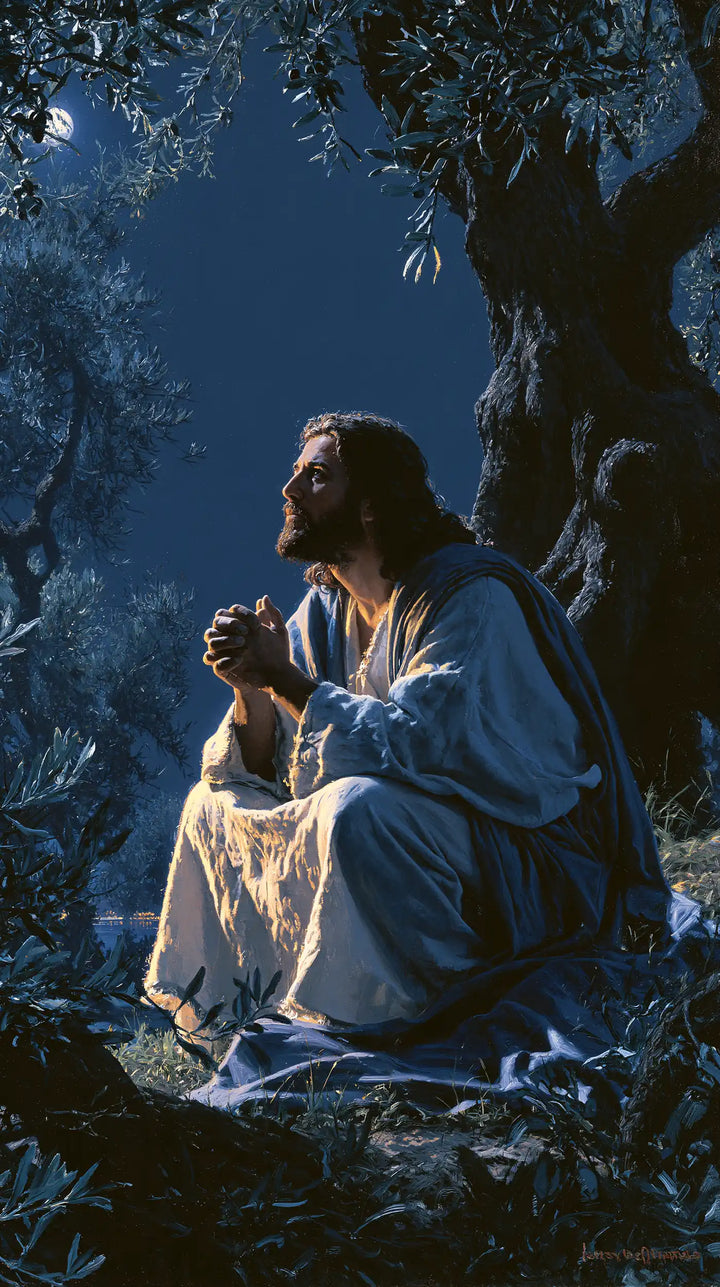 Jésus à Gethsémani — La Prière près de l’écorce de lune